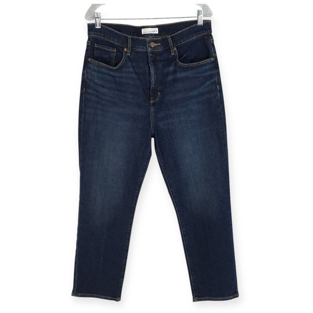 Women's LOFT The Slim High Rise Denim Jeans Dark Wash sz 31/12